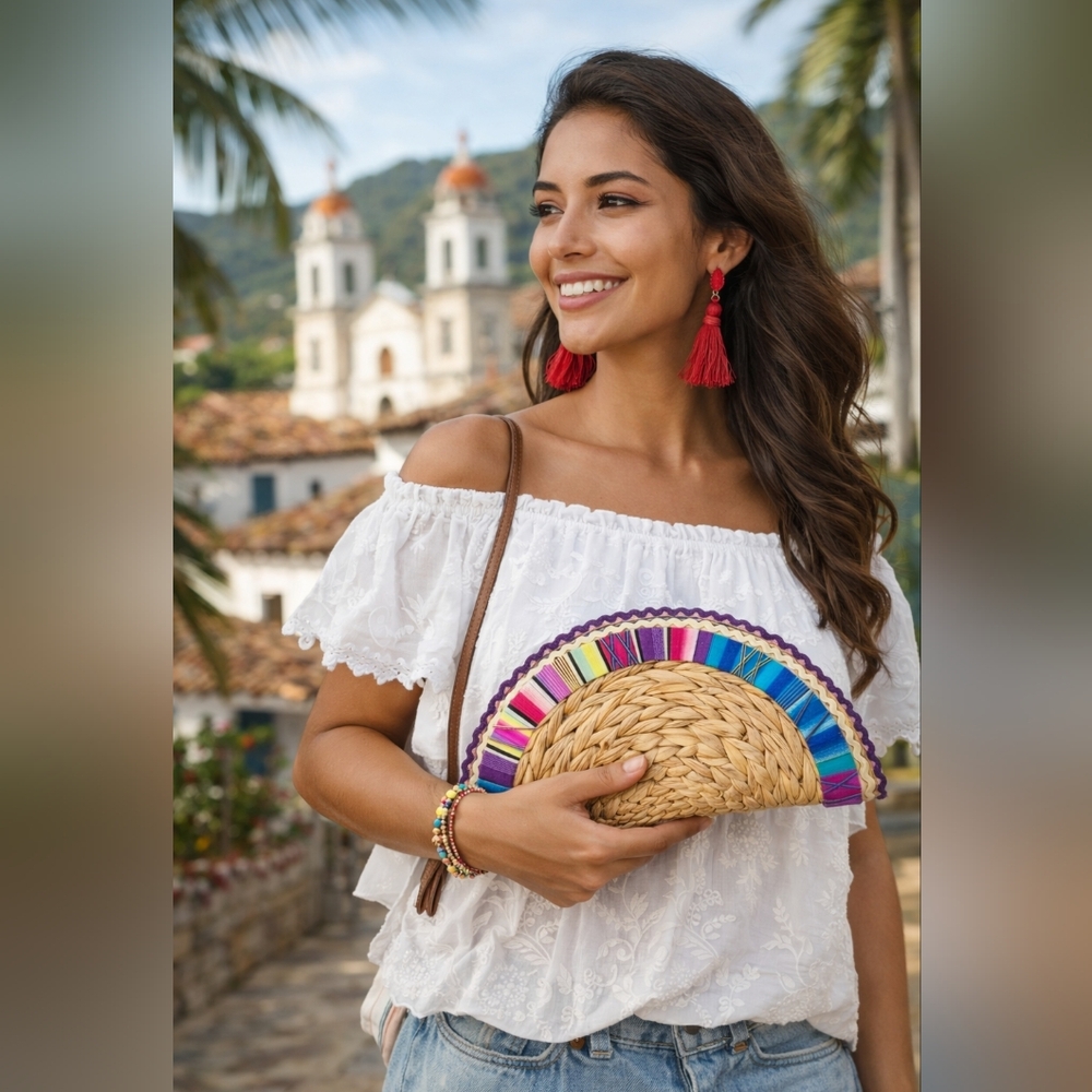 Le Pom Pom Penny Sara Straw Bag